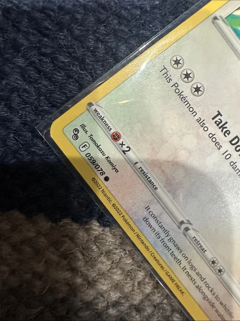 Pokemon Bidoof Card - Yellow Border, Brown Art